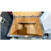Image 2 : WOODEN SOLID TIRE COMMERCIAL MOBILE RIGGERS TRANSPORT BOX WITH ASSORTED RIGGING HARDWARE