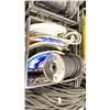 Image 2 : PLASTIC CRATE OF ASSORTED REELS OF COMMERCIAL PRODUCTION BLACK BRAIDED STAGE CORD & BUNGEE CABLE