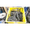 Image 2 : 2 PLASTIC CRATE OF ASSORTED REELS OF COMMERCIAL PRODUCTION BLACK BRAIDED STAGE CORD & BUNGEE CABLE