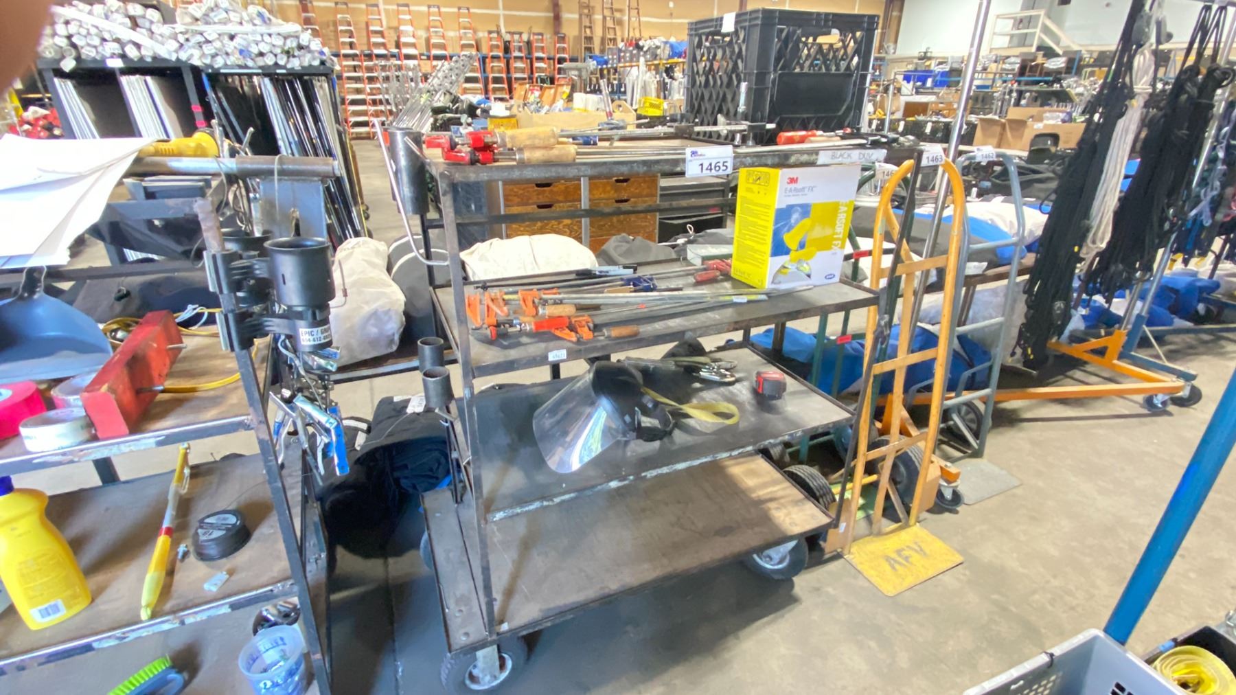 Oak Rigger Cart METAL PNEUMATIC TIRE 4 TIER GRIP / RIGGER CART WITH CONTENTS - Able ...