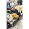 Image 1 : PNEUMATIC 4 WHEEL CART WITH ASSORTED COMMERCIAL PRODUCTION NET GRID IN CLOTH BAGS