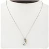 Petite 10K TT Gold Channel Blue Topaz Diamond Polished Overlap Pendant Necklace