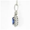 Image 5 : NEW 14k White Gold 2.62 ctw Oval Tanzanite & Diamond Halo Pendant w/ 18" Chain