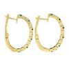 Image 5 : 18K Gold 2.74 ctw Alternating Round Diamond & Emerald Oval Hoop Huggie Earrings