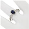 Image 3 : Petite 14K White Gold 1.05 ctw Oval Sapphire Solitaire & Diamond Halo Promise Ri