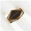 Image 3 : Vintage 14K Gold Large Polished Custom Cut Tiger's Eye Solitaire Geometric Ring
