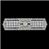 Image 7 : Antique Art Deco Platinum 7.24 ctw Diamond Large Sapphire Filigree Brooch Pin