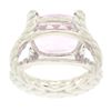 Image 4 : 14k White Gold Twisted Cable 8.5 ctw Oval Kunzite Solitaire Ring 4 Diamond Accen