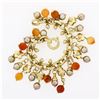 Image 4 : Bonato 18k Gold Diamond Flower Pearl Orange Quartz Beaded Dangle Charm Bracelet