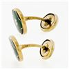 Image 4 : Vintage Mens 18k Yellow Gold Oval Shaped Green Black Guilloche Enamel Cuff Links