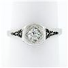 Antique Art Deco 14k Gold 0.36 ctw European Diamond Solitaire Open Filigree Ring