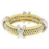 Mavito Solid Platinum 18k Yellow Gold Twisted Wire & X Eternity Band Ring Sz 5.5