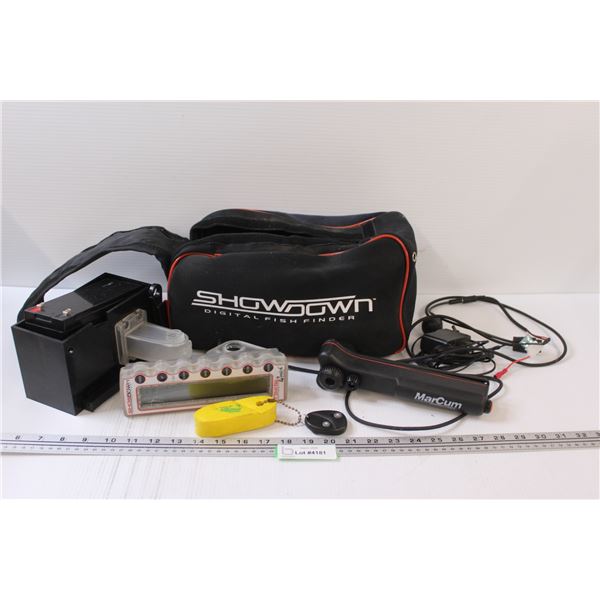 Marcum Showdown Ice Fishing Fish Finder w/Case - Works - Screen Has Pressure Crack from Storage