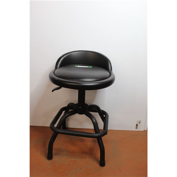 Shop Stool - 27" Tall x 16" Deep - Some Wear as Pictured, Missing one plastic foot protector