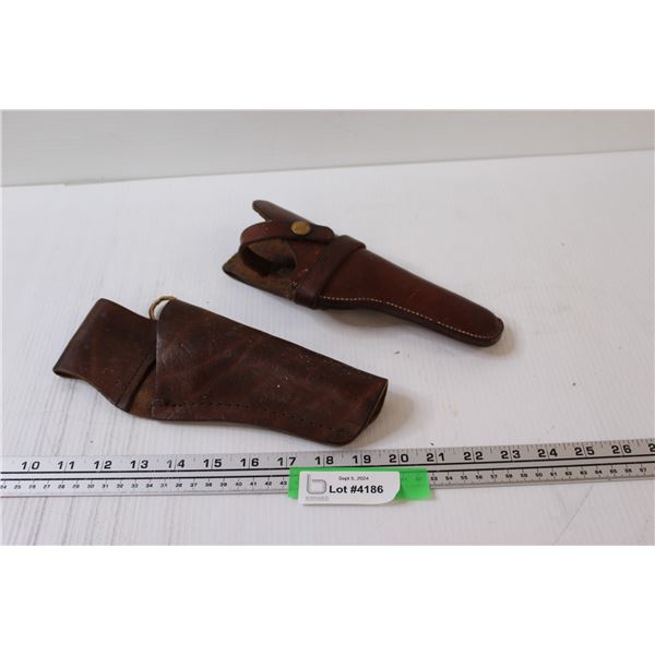 (2)Hunter Brand Holster - Antique Leather Handgun Holsters
