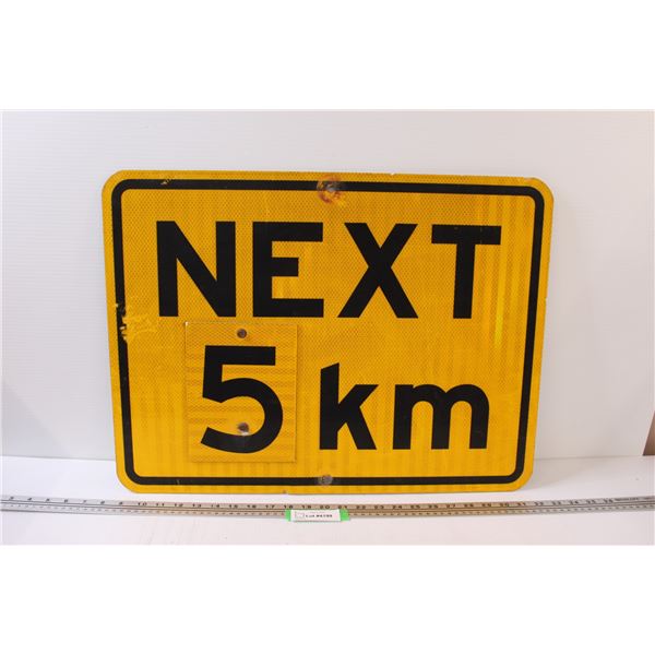 Next 5Km Metal Road Sign - 24" x 18"