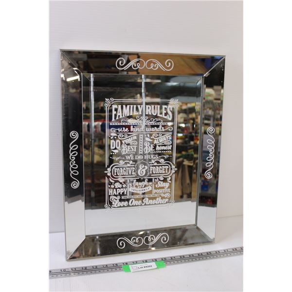 Family Rules Mirror Wall Decor - 20" x 16"