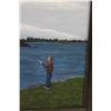 Image 3 : Painting of Girl Flying a Kite in Wood Frame - 21.5" x 27"