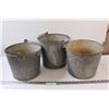 Image 1 : (3) Galvanized Buckets/Pails - 10" Tall