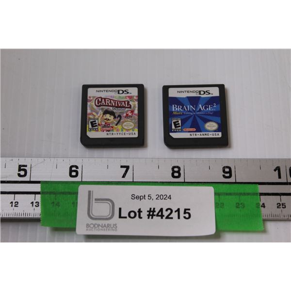 (2) Nintendo DS Video Games: Brain Age 2 & Carnival