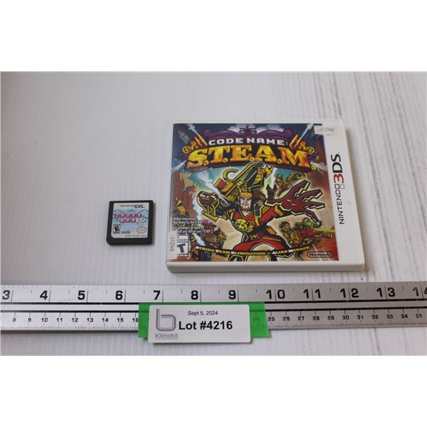(2) Nintendo 3DS Video Games: Code Name STEAM & Crosswords