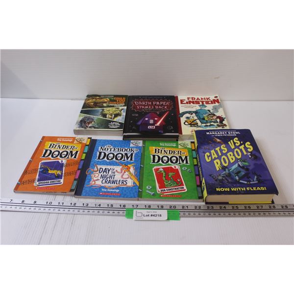 (7) Kids Books (Ages 8-12): Cats vs Robots, Binder of Doom Series, Darth Paper, Prehistoric - Could 