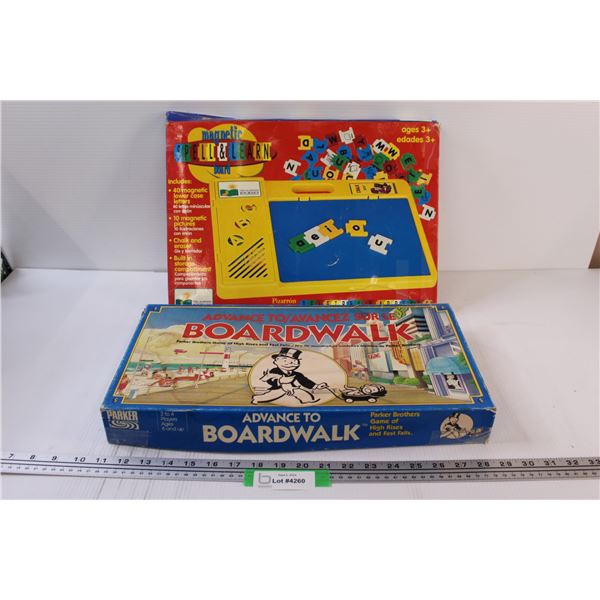 (2) Board Games: Boardwalk & Spell and Learn - as is