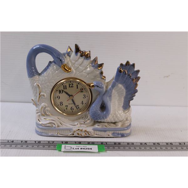 Ceramic Swan Clock - 8" x 6"