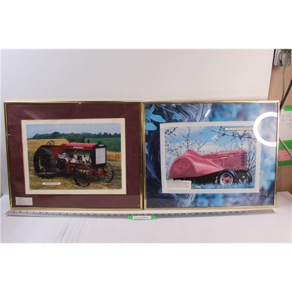 (2) Classic Tractor Picture in Frames (16" x 20"): Wisconsin & McCormick - Deering (Has Crack)