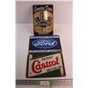 Image 1 : (3) Assorted Automotive Signs - Ford, Castrol Motor Oil and Chevrolet 12'' x 8''