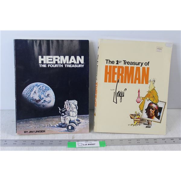 (2) Jim Unger Books: The 1st Treasury Of Herman, Herman The Fourth Treasury