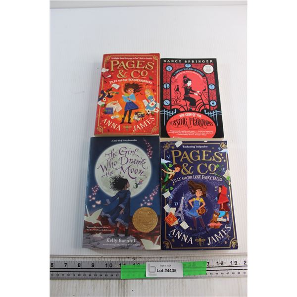 (4) Assorted Books - Pages & Co, The Girl Who Drank the Moon and The Case of the Missing Marques