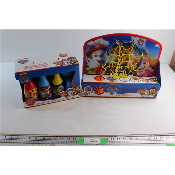 Paw Patrol Bowling Set and 3D Motion Basketball Set - New