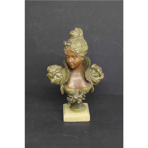 Metal Women's Bust - Has Loose Base Missing Bolt
