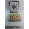 Image 1 : Tree Painting and Framed Indigenous Print 13'' x 9'' - Damaged Glass