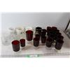 Image 1 : Ruby Red Glasses and Assorted Cups
