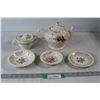 Image 1 : Music Box Teapot, Sugar Dish, Plate, (2) Bowl/Plates
