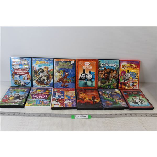 (12) Animated/Action DVD Movies TV Shows: Scooby Doo, Kung Fu Panda 3, Predator 2, etc.