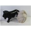 Image 2 : (2) Iron Wood Carvings - Ceramic Dog - Stone Type Carving - Saddle Salt & Pepper Shakers