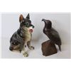 Image 3 : (2) Iron Wood Carvings - Ceramic Dog - Stone Type Carving - Saddle Salt & Pepper Shakers
