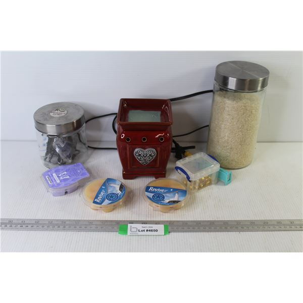 Electric Wax Melt Burner w/Wax Melts - (2) Glass Cannisters - Snow White PEZ Dispenser