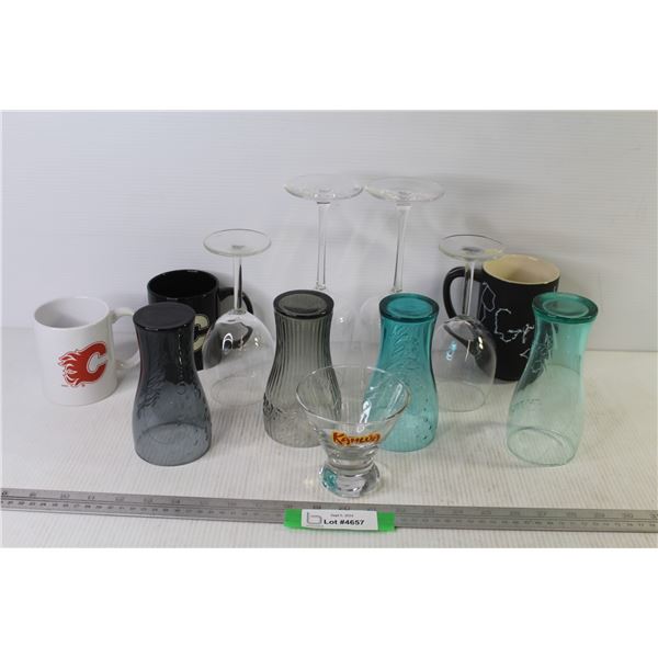 Coca-Cola Glasses - Wine Glasses - Calgary Flames Cups - Kahlua Glass