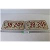 Image 1 : Pair of Red 1973 Saskatchewan License Plates