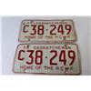 Image 3 : Pair of Red 1973 Saskatchewan License Plates