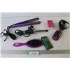 Image 1 : Curling Iron - Hair Straightener - Conair Heated Hair Brush - Hair Brush - Tissues