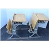 Image 3 : ** Antique Double Attached School Desk, Cast Iron Legs - 56" Long