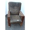 Image 1 : ** Antique Wooden Rocking Chair w/ Leather Upholstery - Some Wear, Needs Repair