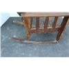 Image 4 : ** Antique Wooden Rocking Chair w/ Leather Upholstery - Some Wear, Needs Repair