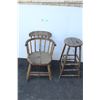 Image 1 : ** Antique Wooden Stool (Barley Twist Legs) & Office Chair - Some Wear