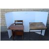 Image 1 : ** Antique Wooden School Desk (Some Wear) & Wooden School Desk Top w/Cast Iron Base